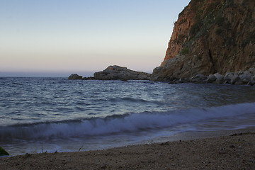 Image showing El Kolodar beach - just outside the fortress. Castle Villa Vella.
