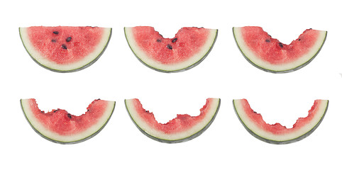 Image showing Steps for eating a slice of watermelon