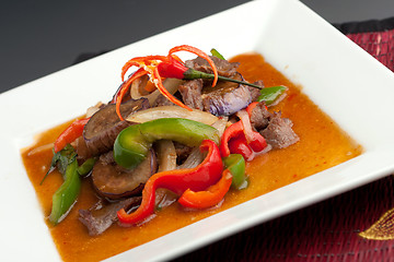 Image showing Spicy Eggplant with Beef Thai Food