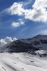 Image showing Snow mountains in sunny day