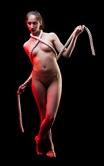 Image showing attractive naked woman with rope