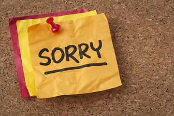 Image showing sorry - apology on sticky note