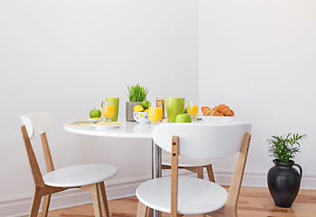 Image showing Tasty breakfast on a white table