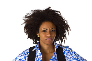 Image showing Sceptic afro american woman 