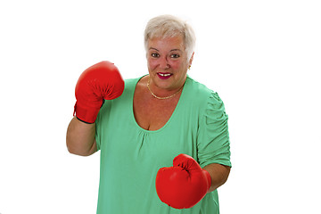 Image showing Female senior boxing