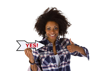 Image showing Attractive woman says Yes