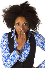 Image showing Yawning afro american woman
