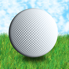 Image showing golf ball grass and sky