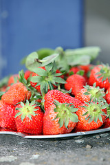 Image showing Freshly picked strawberries