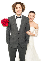 Image showing Studio shot of a newlywed couple