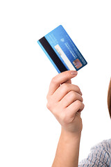 Image showing Cropped image of woman with cash card