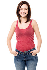 Image showing Pretty girl in casuals, sleeveless top