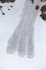 Image showing Trace of avalanche in mountains