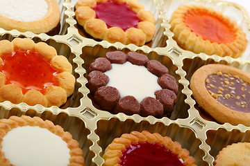 Image showing Colorful cookies in a box.