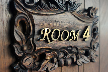 Image showing Closeup shot of a hostel door Room 4