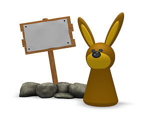 Image showing rabbit and wooden sign
