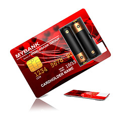 Image showing Credit Card with two Batteries.