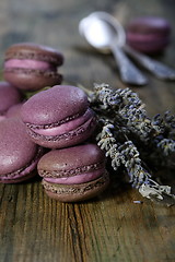 Image showing Lavender macaroons with cream of black currant.