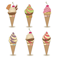 Image showing icecream items set isolated on white background