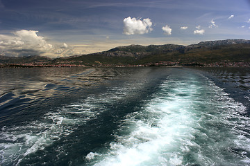 Image showing Adriatic seascape with ship trace