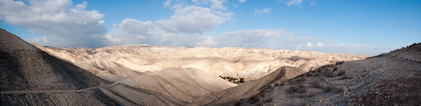 Image showing Christian travel in judean desert panorama