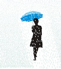 Image showing Woman in the rain