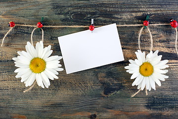 Image showing Daisies on fun clothespins and card.