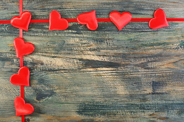 Image showing Garland of red hearts.