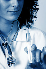 Image showing Portrait of a young doctor with stethoscope.