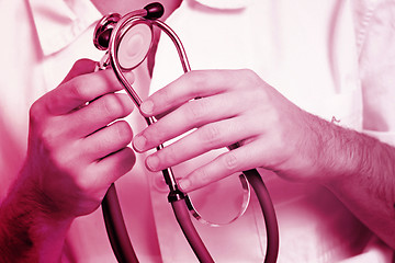 Image showing Portrait of a young doctor with stethoscope.