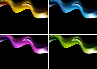 Image showing Bright waves on the black background
