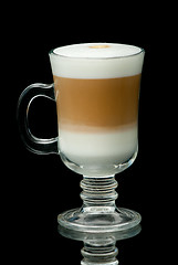 Image showing coffe latte cup on the black background