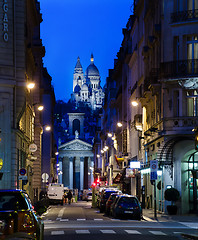 Image showing The Sacre Coeur viewed from the rue Laffitte