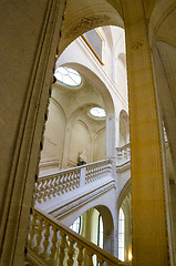 Image showing The interior stairway between the floors in the Louvre. 