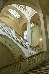 Image showing The interior stairway between the floors in the Louvre. 