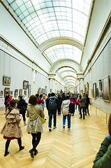 Image showing trippers in the visit of Louvre Museum 