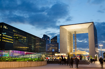 Image showing Modern architecture in La Défense  late at night