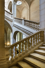 Image showing The interior stairway between the floors in the Louvre. 