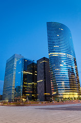 Image showing Modern architecture in La Défense  late at night