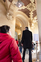 Image showing trippers in the visit of Louvre Museum 