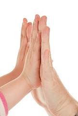 Image showing Adults and children's hands