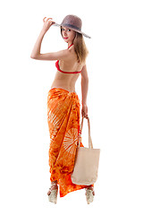 Image showing Caucasian woman standing in bikini