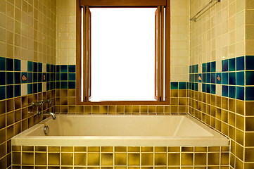 Image showing Bathroom with bathtub and open window