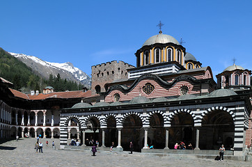 Image showing Rila Monastery and Snowy Mountain