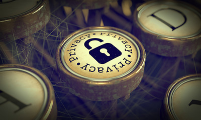 Image showing Privacy Typewriter Key. Grunge Background.