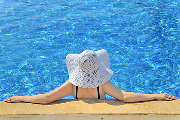 Image showing Woman with white hat relaxing 