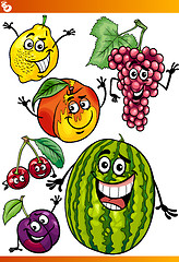 Image showing funny fruits cartoon illustration set