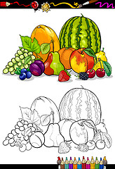 Image showing fruits group illustration for coloring book