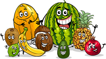 Image showing tropical fruits group cartoon illustration