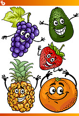 Image showing funny fruits cartoon illustration set